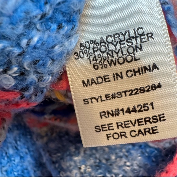 Sincerely Jules Colorful Patchwork Cowl Neck Chunky Bell Sleeve Sweater Size XS - Picture 10 of 11